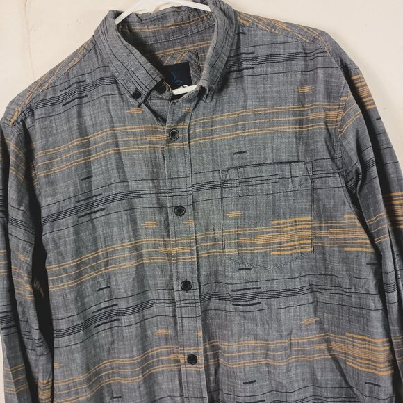 prAna Broderick Shirt Mens M Blue Striped Gorpcore Outdoor Casual Button Down - Picture 1 of 6